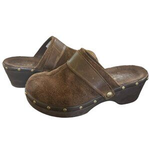 Crocs Suede Studded Cobbler Clogs Mules Shoes Brown Women's Size 6
